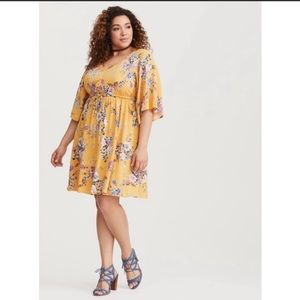 Torrid Yellow Floral Kimono Dress